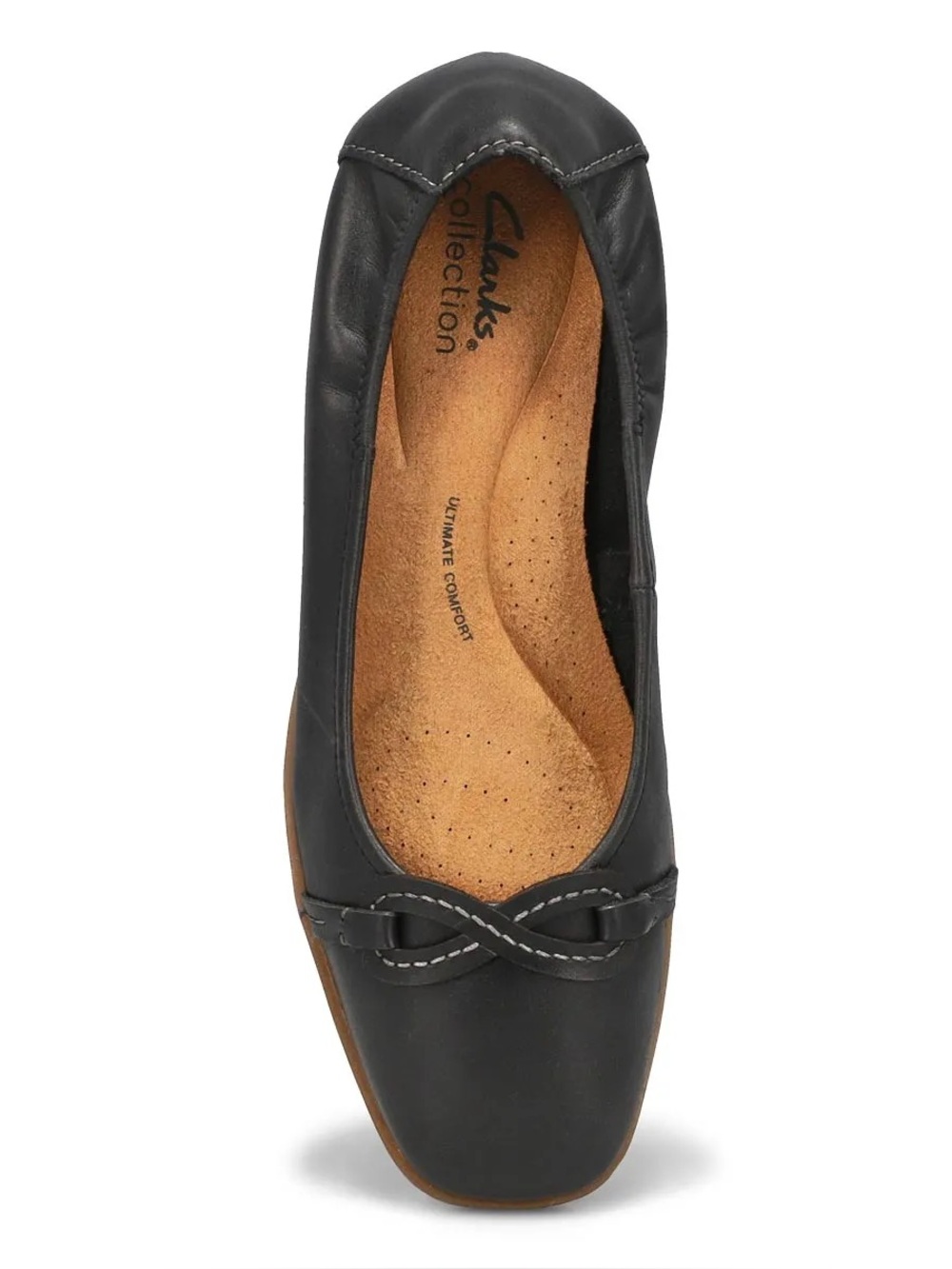 Clarks Collection "Lyrical Rhyme" black leather ballet flats bow new 9